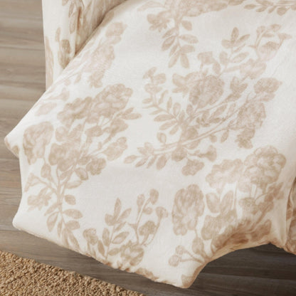 Velvet Stretch Slipcover Gale Collection ivory beige floral pattern Great Bay Home on Tampa Home & Garden Store