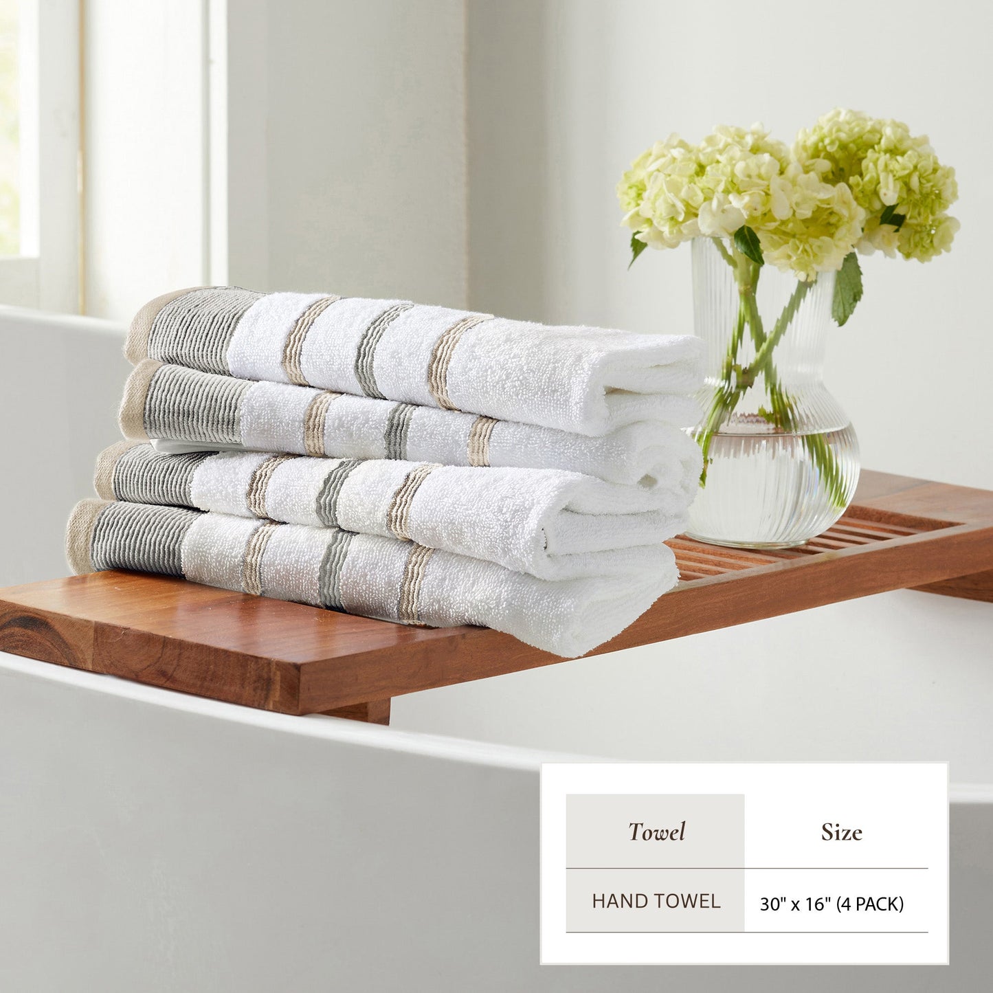 Soft Cotton Bath Towel Set and Stripe Detail