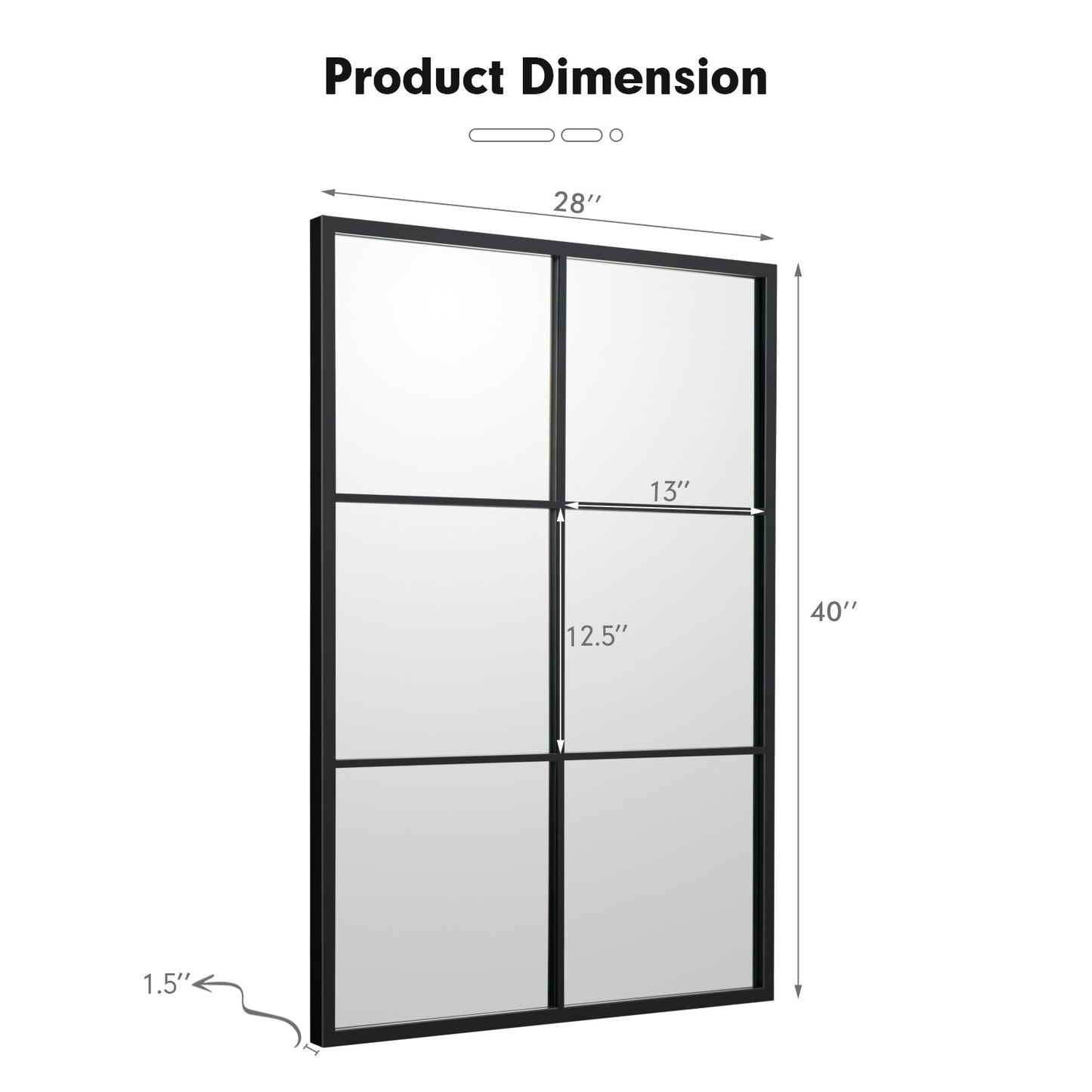 Espejo de pared decorativo de 3 capas con marco de metal para comedor y sala de estar - Negro