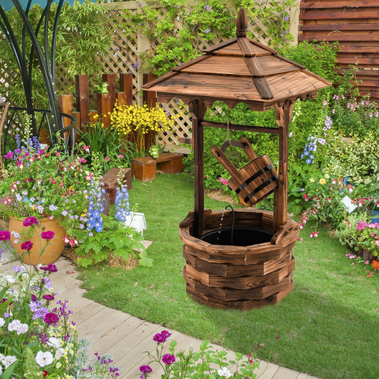 Patio Wooden Water Fountain with Electric Pump-Brown - Tampa Home & Garden Store