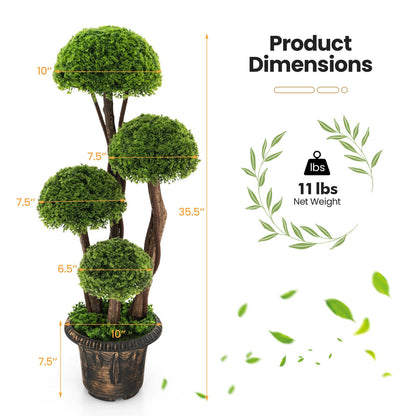 Pino decorativo artificial de 3 pies con tronco de ratán