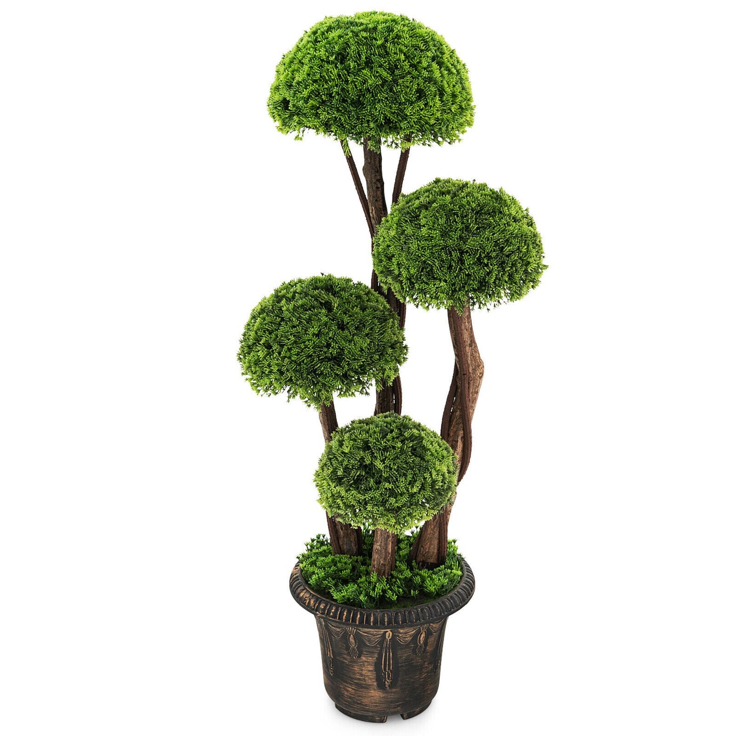 Pino decorativo artificial de 3 pies con tronco de ratán