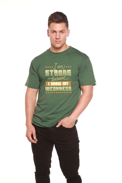 I am Strong men's bamboo viscose/organic cotton graphic T-shirt, green, by Spun Bamboo on Tampa Home & Garden Store