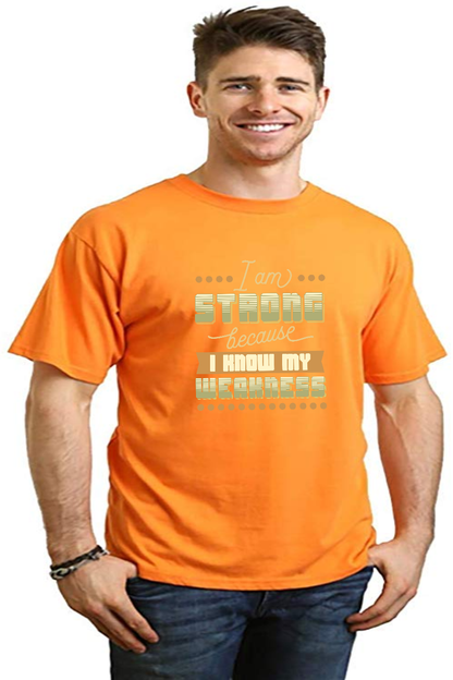 I am Strong men's bamboo viscose/organic cotton orange graphic tee by Spun Bamboo on Tampa Home & Garden Store