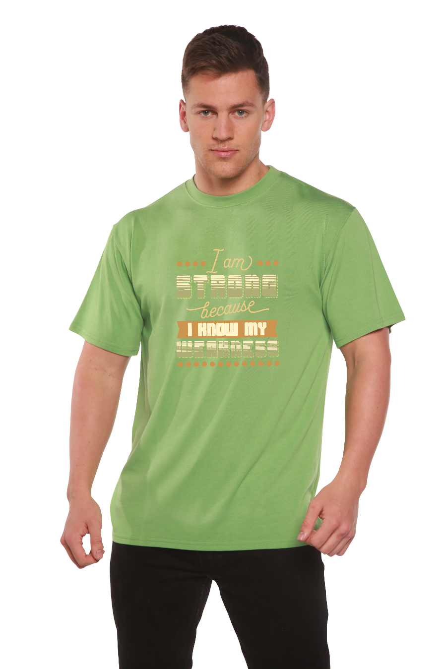 I am Strong men's bamboo viscose/organic cotton graphic T-shirt lime green, Spun Bamboo on Tampa Home & Garden Store