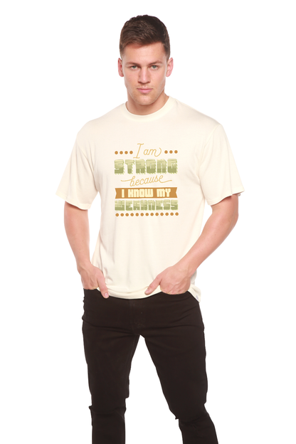 I am Strong Men's Bamboo T-Shirt cream with green/brown graphic by Spun Bamboo on Tampa Home & Garden Store