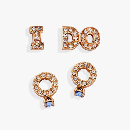 Bridal I Do stud earrings set of 2 by ALEX AND ANI, gold-tone with clear crystals on Tampa Home & Garden Store