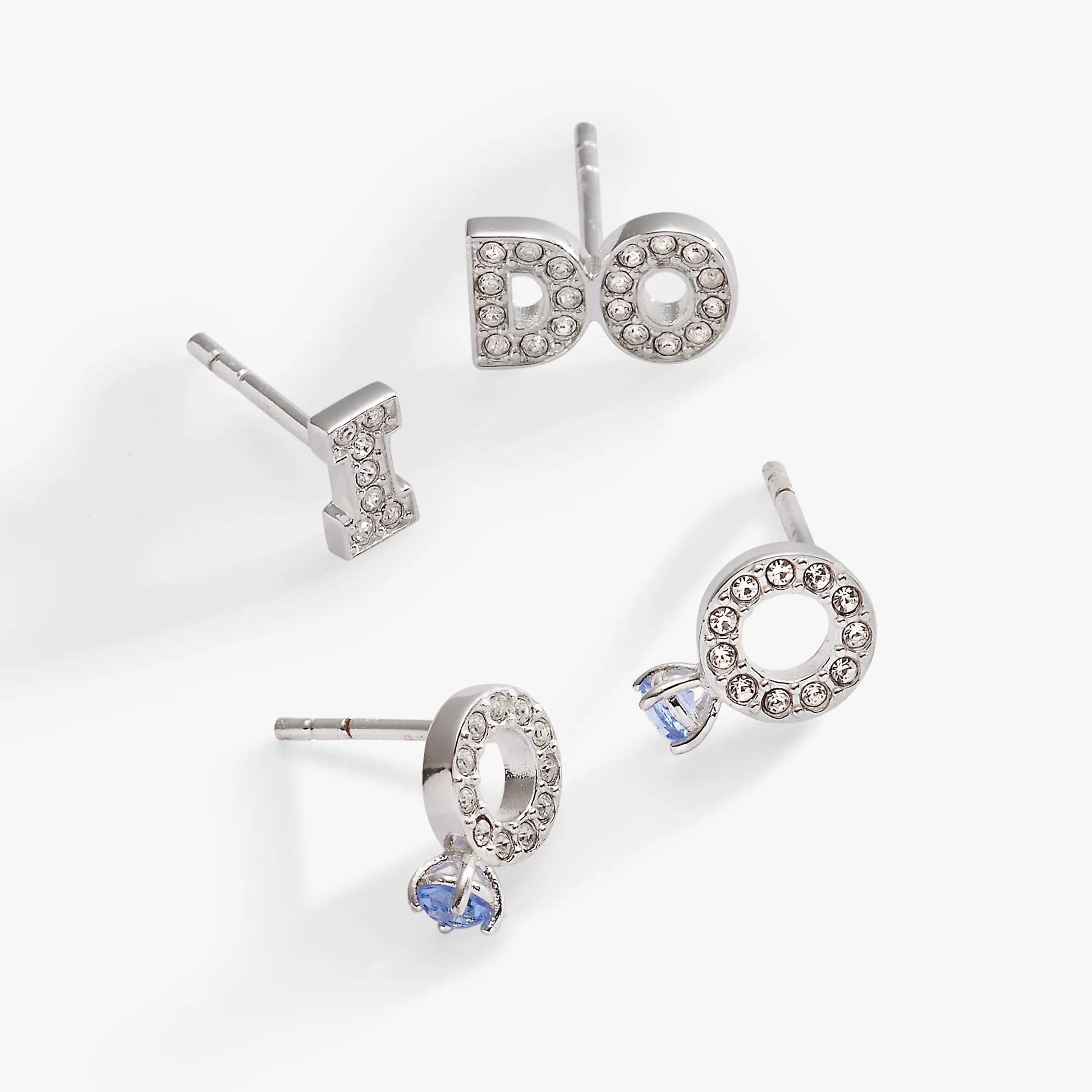 Bridal I Do stud earrings set of 2, silver-tone with crystal accents by Alex and Ani on Tampa Home & Garden Store