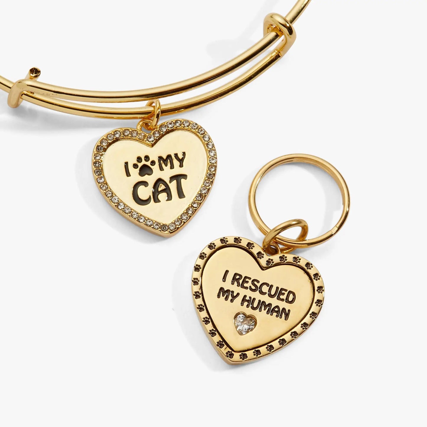 Gold-tone bracelet set of 2 featuring I Love My Cat heart charm by Alex and Ani on Tampa Home & Garden Store