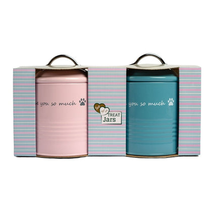 Set de regalo de premios para perros "Te quiero mucho" - Rosa y azul