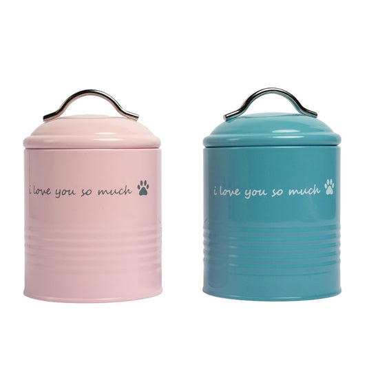 Set de regalo de premios para perros "Te quiero mucho" - Rosa y azul