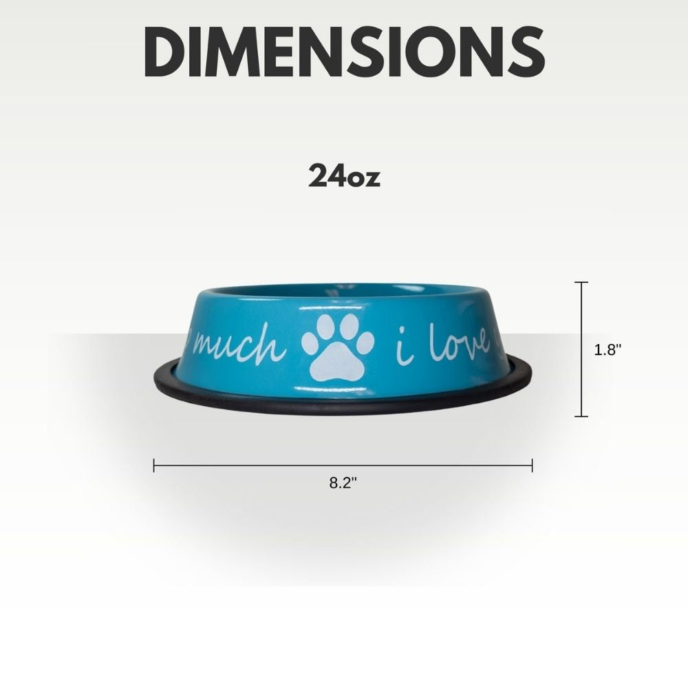 Gamelle moderne pour chien en acier inoxydable « Je t’aime tellement » – 710 ml