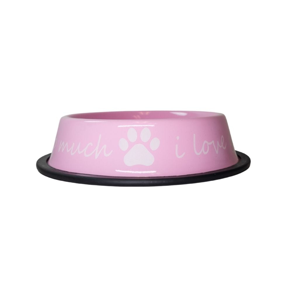 Gamelle moderne pour chien en acier inoxydable « Je t’aime tellement » – 710 ml