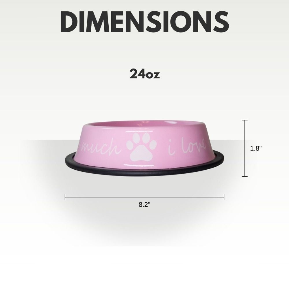 Gamelle moderne pour chien en acier inoxydable « Je t’aime tellement » – 710 ml