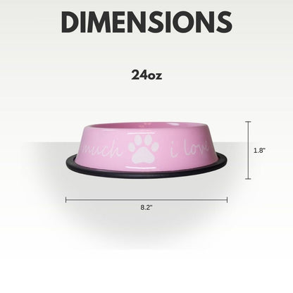 Gamelle moderne pour chien en acier inoxydable « Je t’aime tellement » – 710 ml