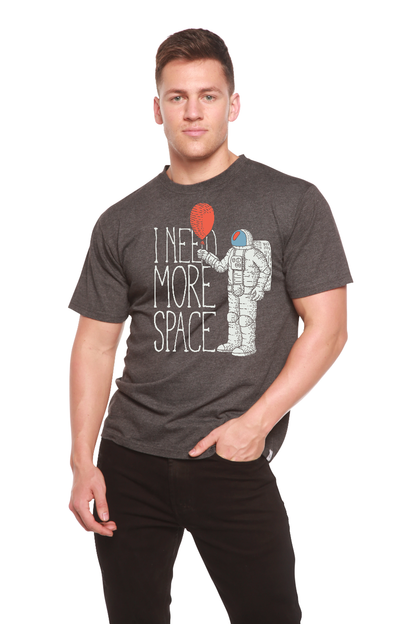 Gray men's bamboo viscose/organic cotton graphic tee with astronaut I NEED MORE SPACE print on Tampa Home & Garden Store