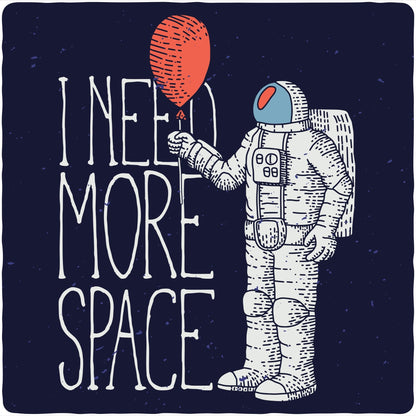 Mens short sleeve graphic T-shirt Spun Bamboo navy with astronaut and red balloon space graphic on Tampa Home & Garden Store