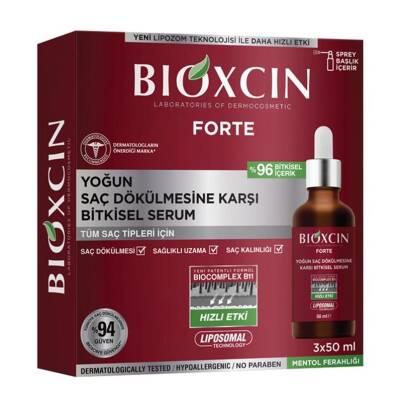 Bioxcin Forte hair serum box and bottle on red packaging, 3x50 ml, Beauty Care Bag brand on Tampa Home & Garden Store