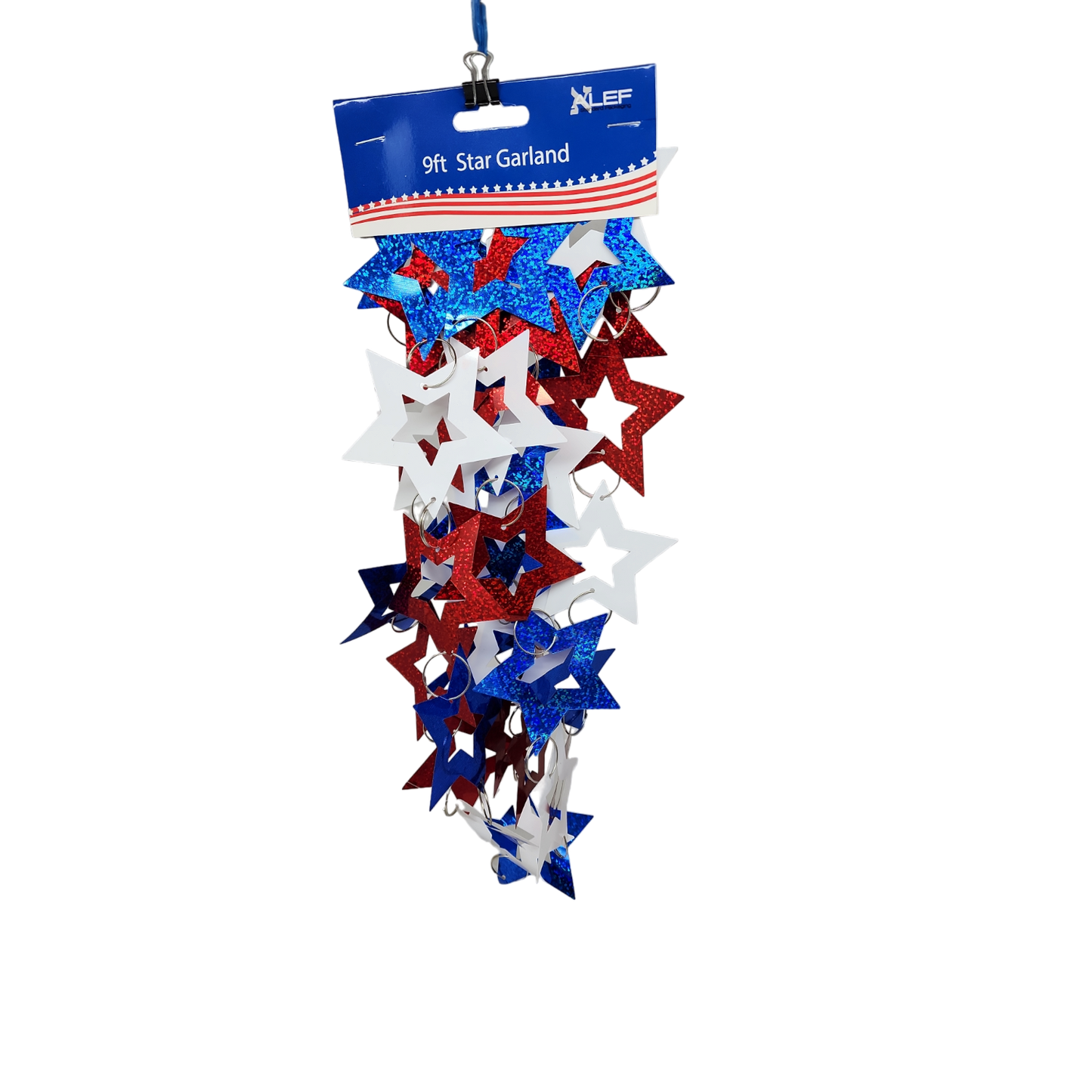 Patriotic Holgraphic Star Garland - 9 Feet