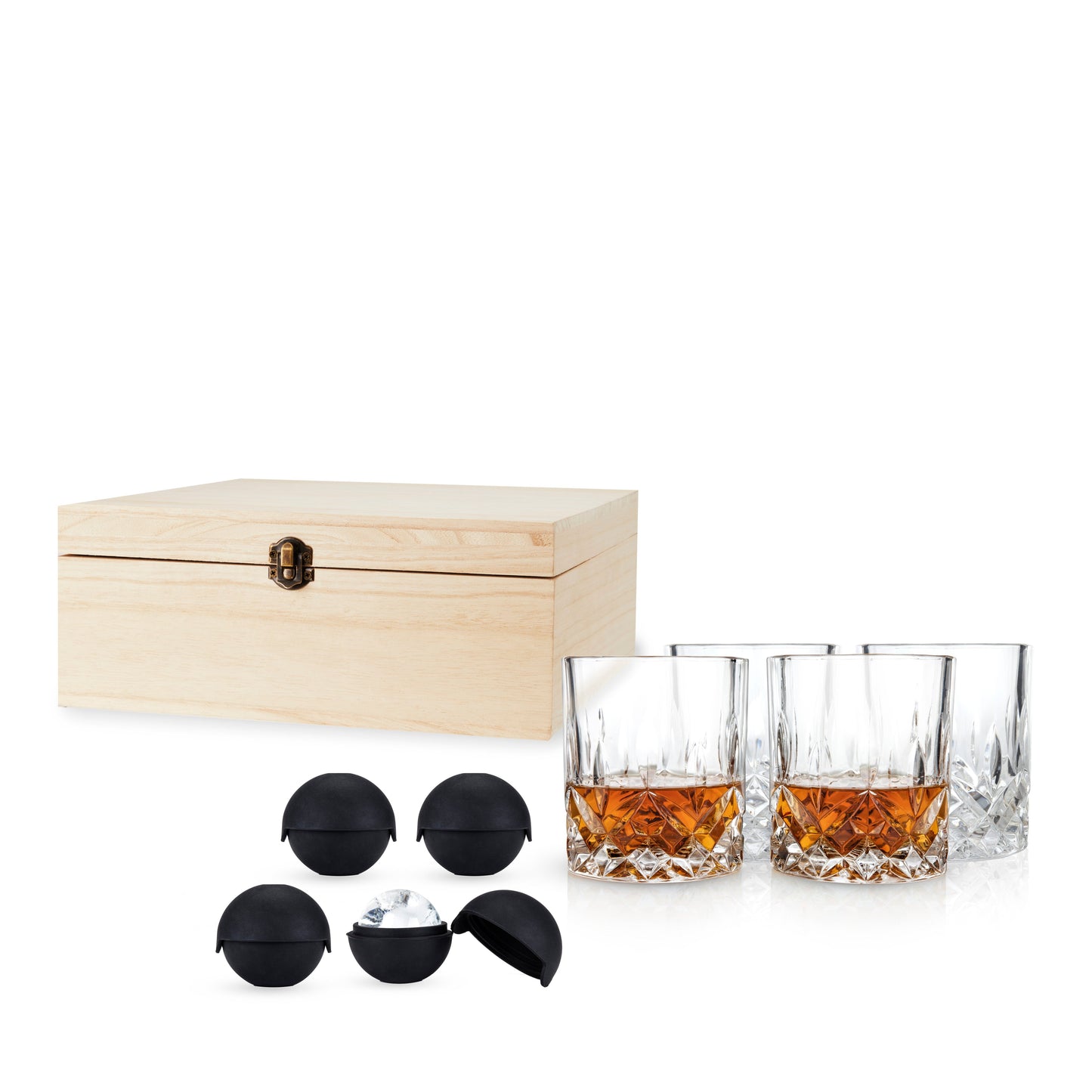 Crystal Whiskey Glasses and Ice Sphere Set