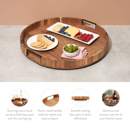 Acacia Wood Lazy Susan For Kitchen And Dining