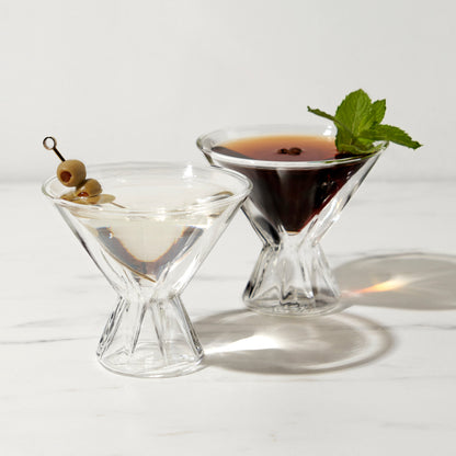 Pair of Stemless Double Walled Martini Glasses