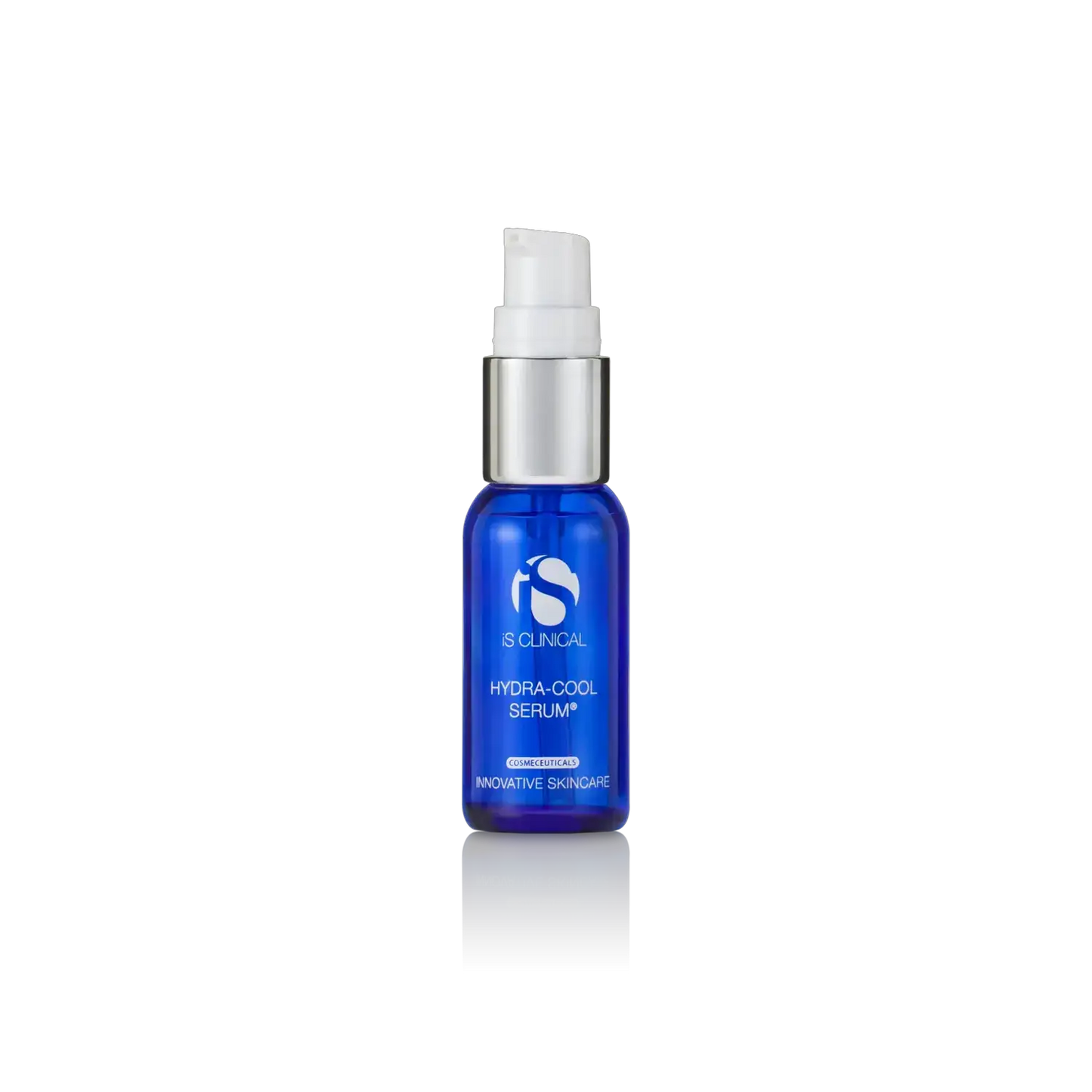 iS Clinical Hydra-Cool Serum blue bottle with white pump and silver collar on Tampa Home & Garden Store