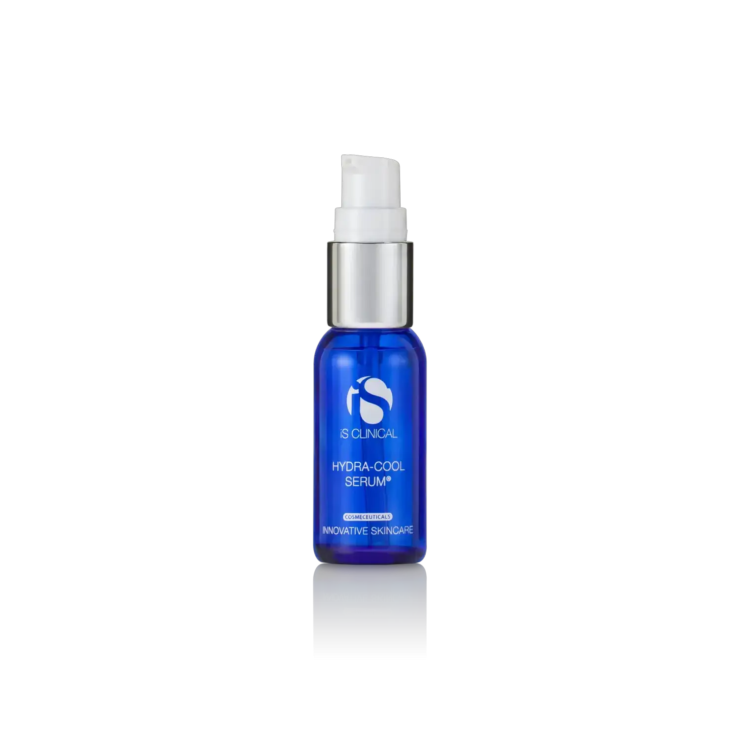 iS Clinical Hydra-Cool Serum blue bottle with white pump and silver collar on Tampa Home & Garden Store