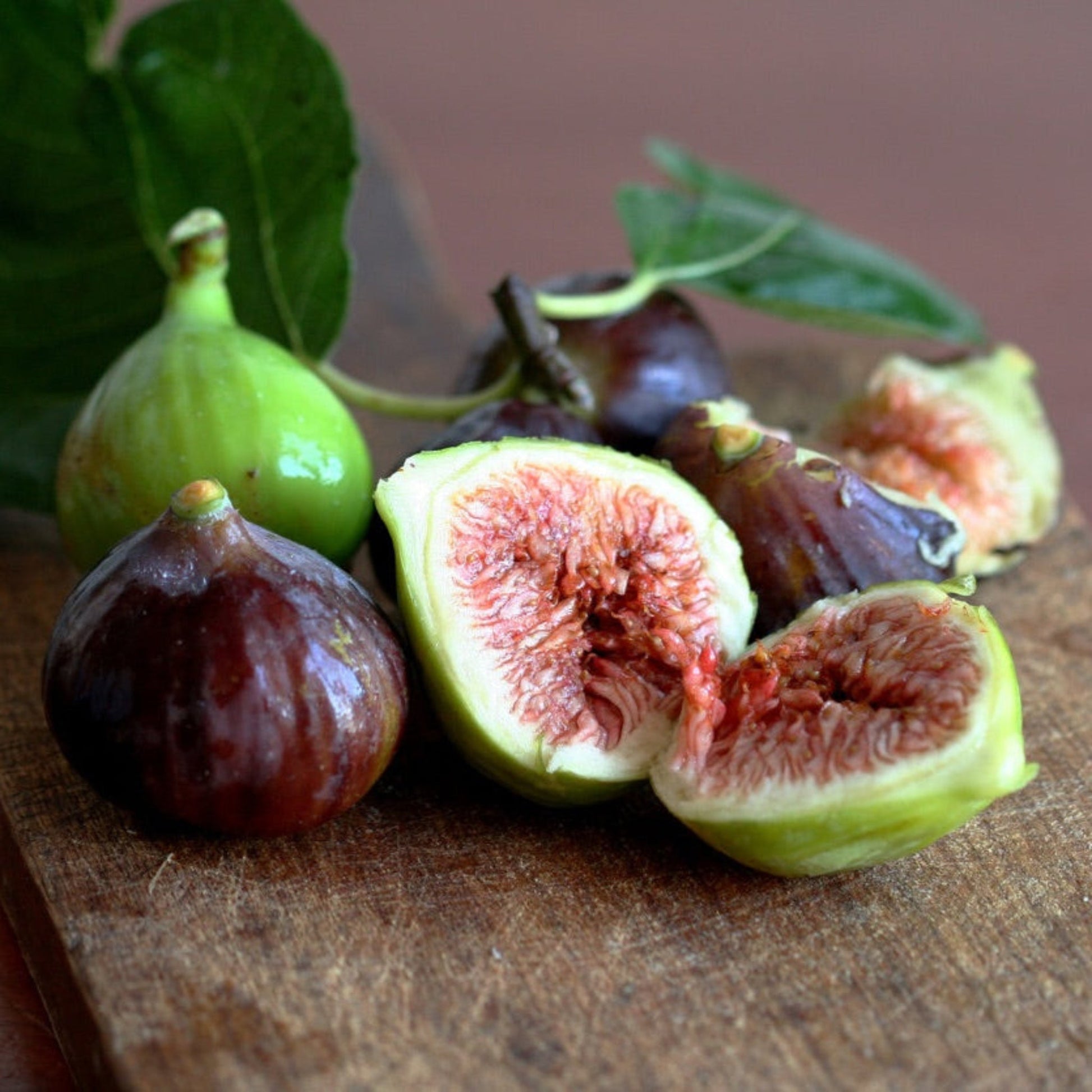 Little Miss Figgy plant green and purple figs sliced to reveal interior on Tampa Home & Garden Store