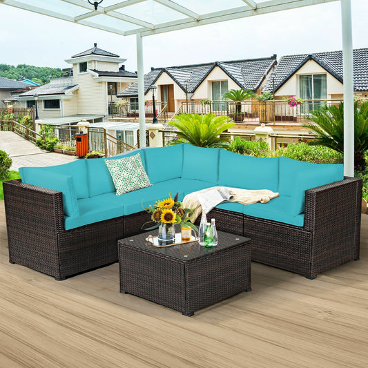 6 Pieces Patio Furniture Sofa Set with Cushions for Outdoor - Tampa Home & Garden Store