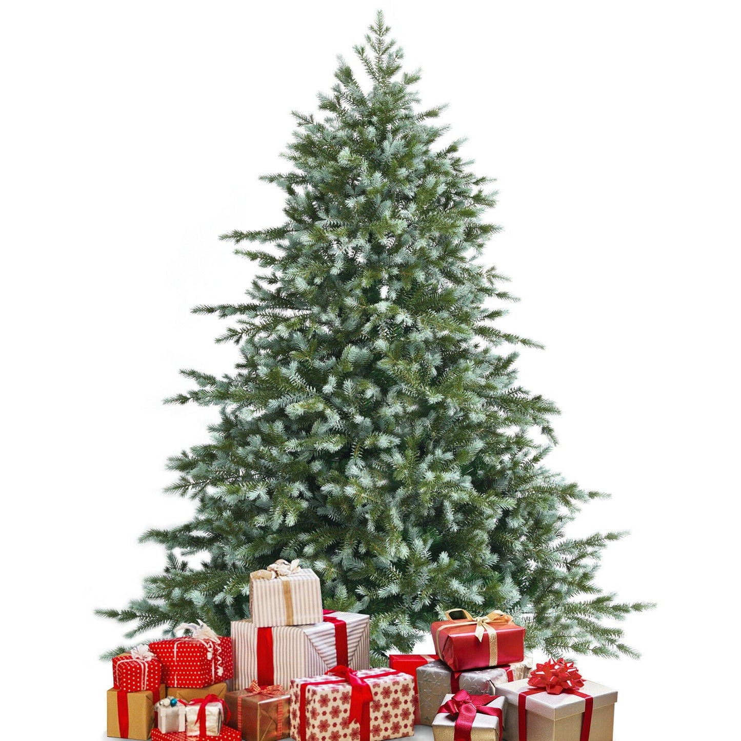 6 Feet Artificial Christmas Spruce Hinged Tree DirectDeals with gift boxes at base on Tampa Home & Garden Store