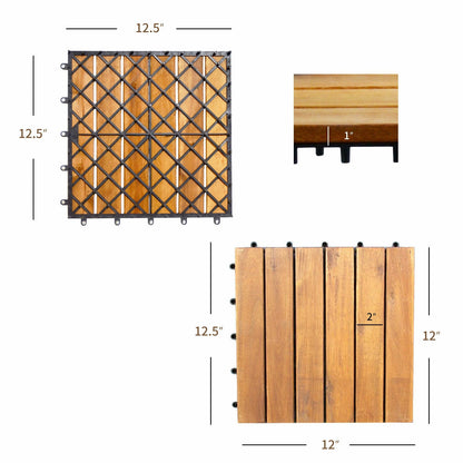 27 piezas de baldosas entrelazadas de madera de acacia para patio