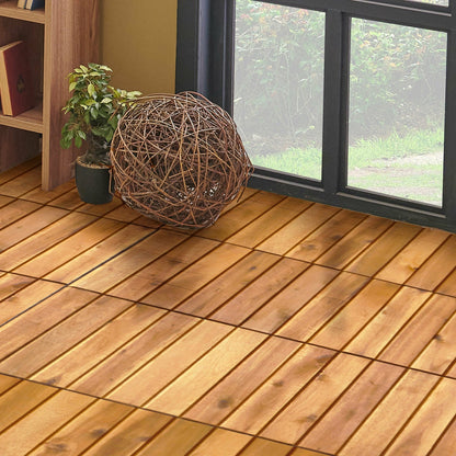 27 piezas de baldosas entrelazadas de madera de acacia para patio