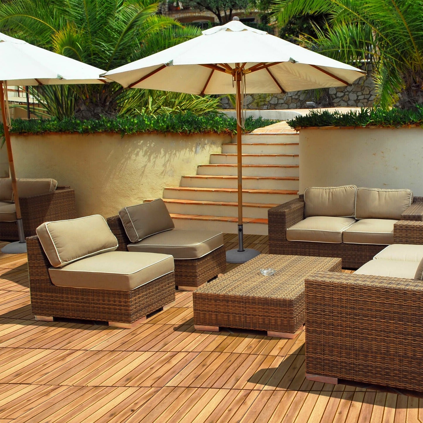 27 piezas de baldosas entrelazadas de madera de acacia para patio