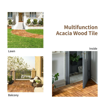 27 piezas de baldosas entrelazadas de madera de acacia para patio