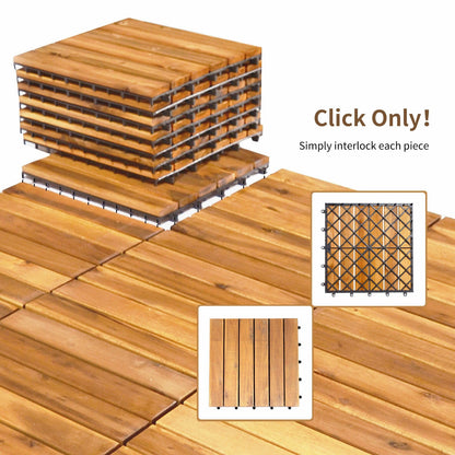 27 piezas de baldosas entrelazadas de madera de acacia para patio