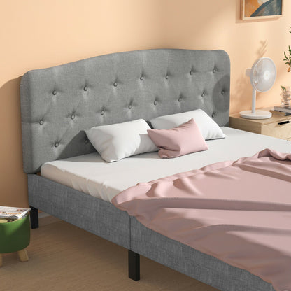 Cabecero de lino sintético con altura ajustable - Gris claro