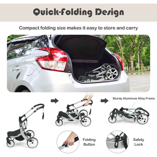 Folding Aluminum Infant Reversible Stroller with Diaper Bag - Tampa Home & Garden Store