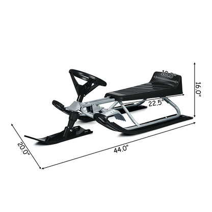 DirectDeals Kids Snow Sled with Steering Wheel and Double Brakes, black frame, 44" long Snow Racers on Tampa Home & Garden Store