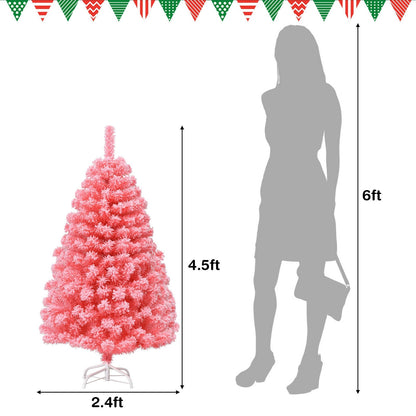 Pink snow-flocked PVC tips artificial Christmas tree with metal stand by DirectDeals, 4.5 ft tall on Tampa Home & Garden Store