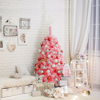 Pink Christmas tree with snow flocked PVC tips and a metal stand DirectDeals artificial tree on Tampa Home & Garden Store
