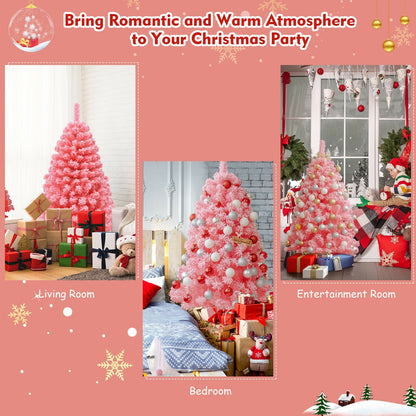Pink Christmas tree with snow flocked PVC tips and metal stand DirectDeals artificial tree on Tampa Home & Garden Store