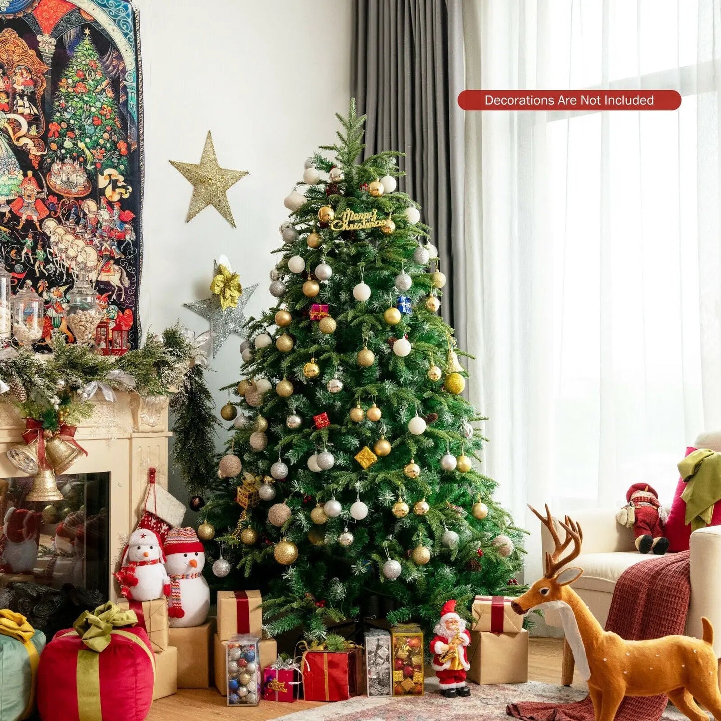 Pre Lit Snowy Christmas Hinged Tree with Lights