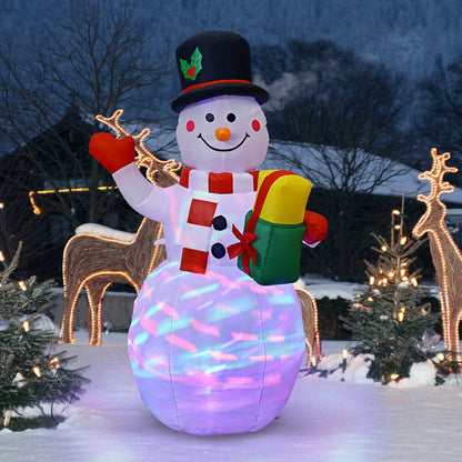 DirectDeals 5 ft snowman inflatable with built-in colorful LED lights, black top hat and red scarf on Tampa Home & Garden Store