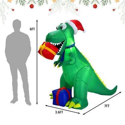 DirectDeals 6ft Christmas inflatable dinosaur, green with Santa hat on Tampa Home & Garden Store