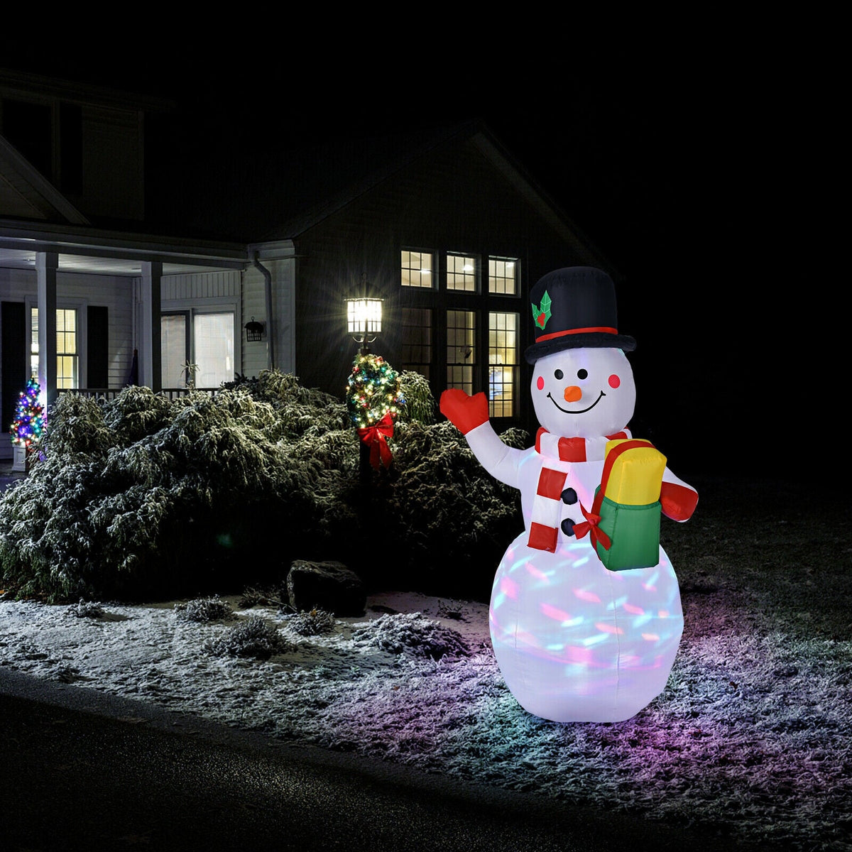 DirectDeals 5 ft Snowman Inflatable with built-in colorful LED lights for outdoor holiday decor on Tampa Home & Garden Store