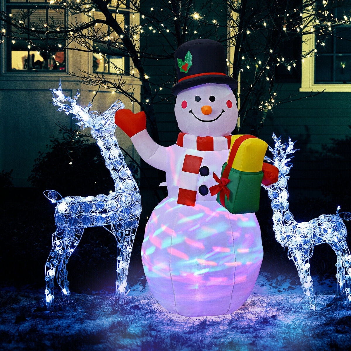 DirectDeals 5 ft snowman inflatable with built-in LED lights, hat and scarf, gift on Tampa Home & Garden Store
