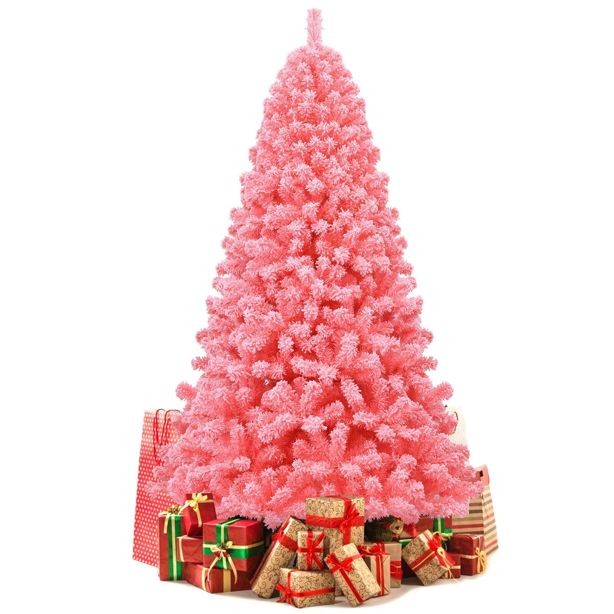 DirectDeals pink Christmas tree with snow flocked PVC tips and metal stand, artificial tree on Tampa Home & Garden Store
