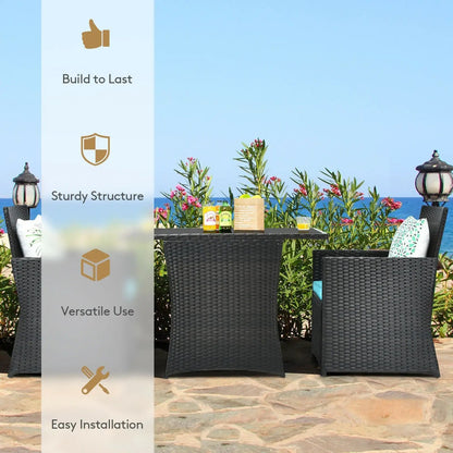 11 Pieces Patio Dining Set With Umbrella Base