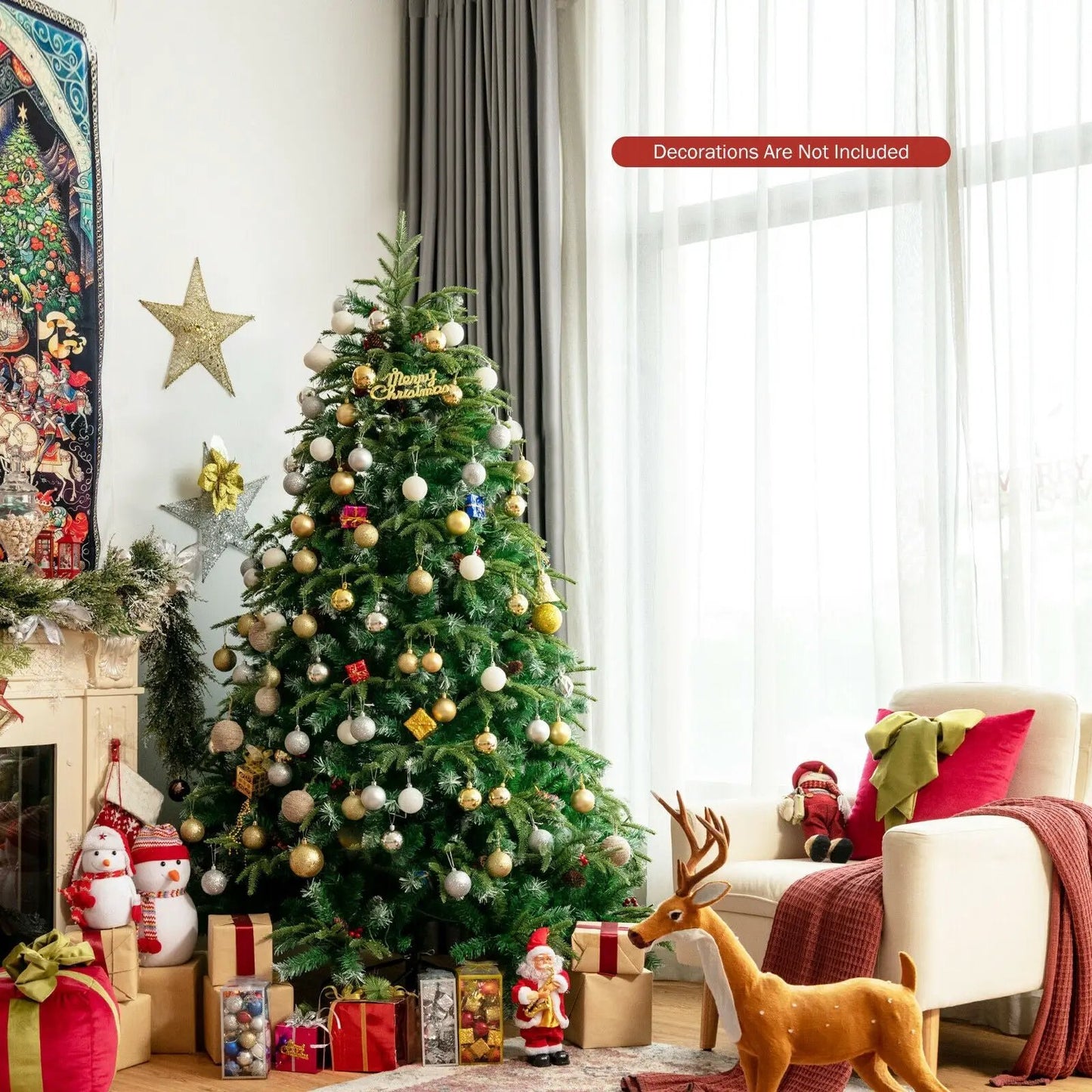 Pre Lit Snowy Christmas Hinged Tree with Lights